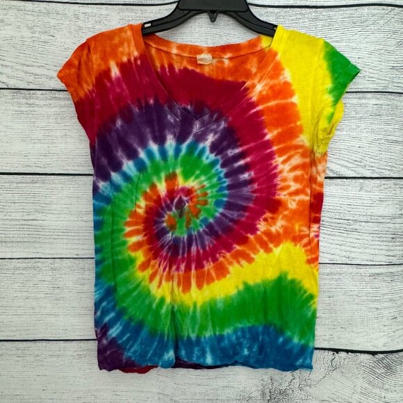 Colorful Tie-Dye V-Neck T-Shirt, Size S - Picture 1 of 2